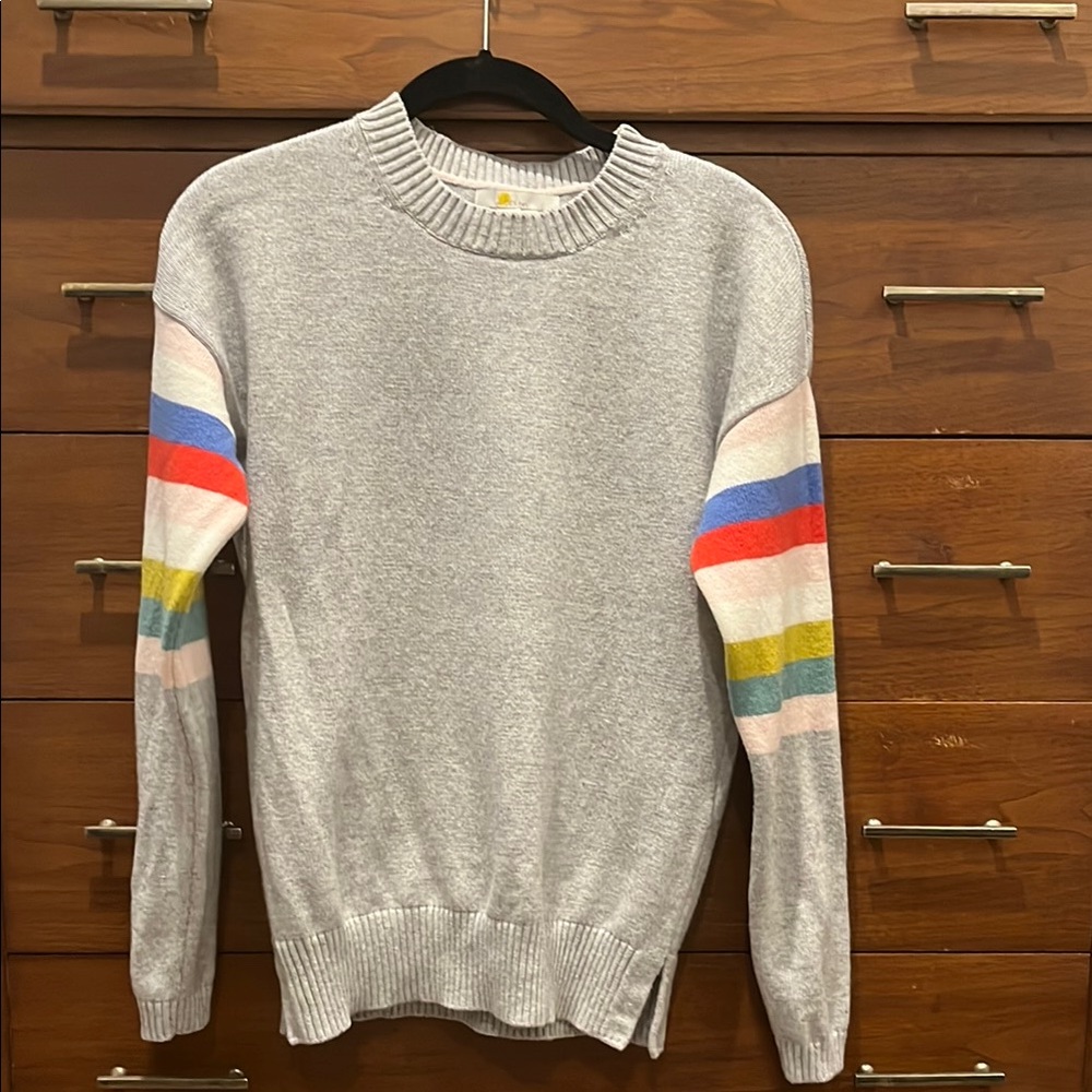Boden Gray Sweater with Colorful Stripes